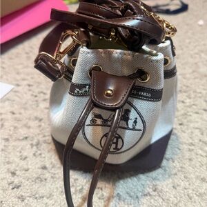 Brown and Cream Designer Bucket Bag